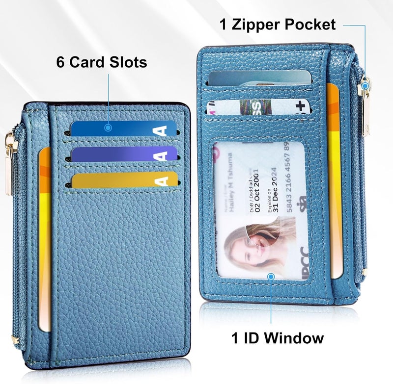 Tipmile Credit Card Holder for Women Slim Minimalist Front Pocket RFID Blocking Wallet Small Compact Card Case with ID Window, Sky Blue - Image 3